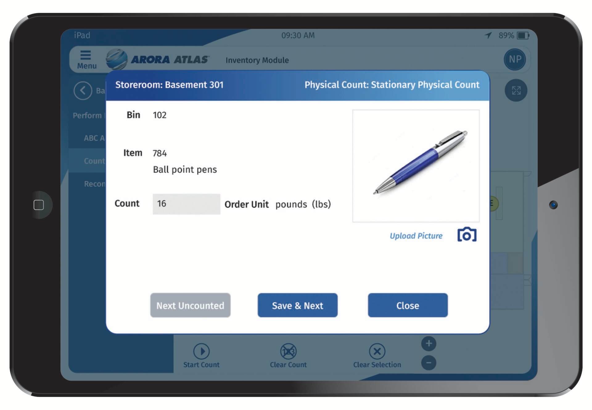 ATLAS Supply Count Book Screen